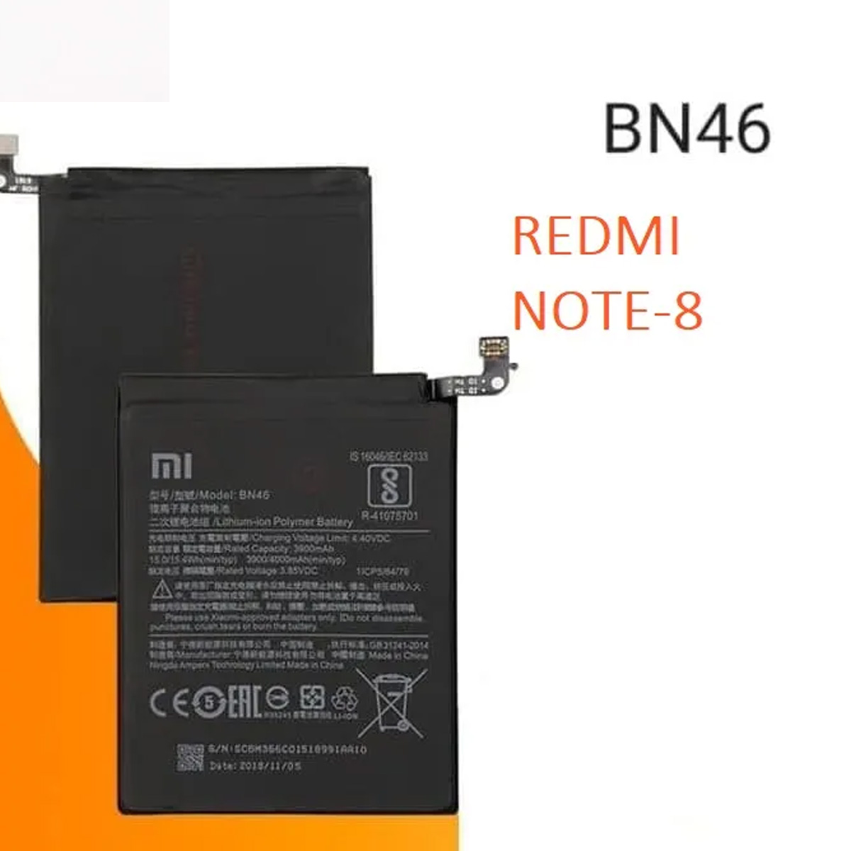 Mobile Battery  For Redmi Naote-8 Replacement Batteries (Lithium-ion Polymer Battery,3.85V, 3900/4000mAh). 