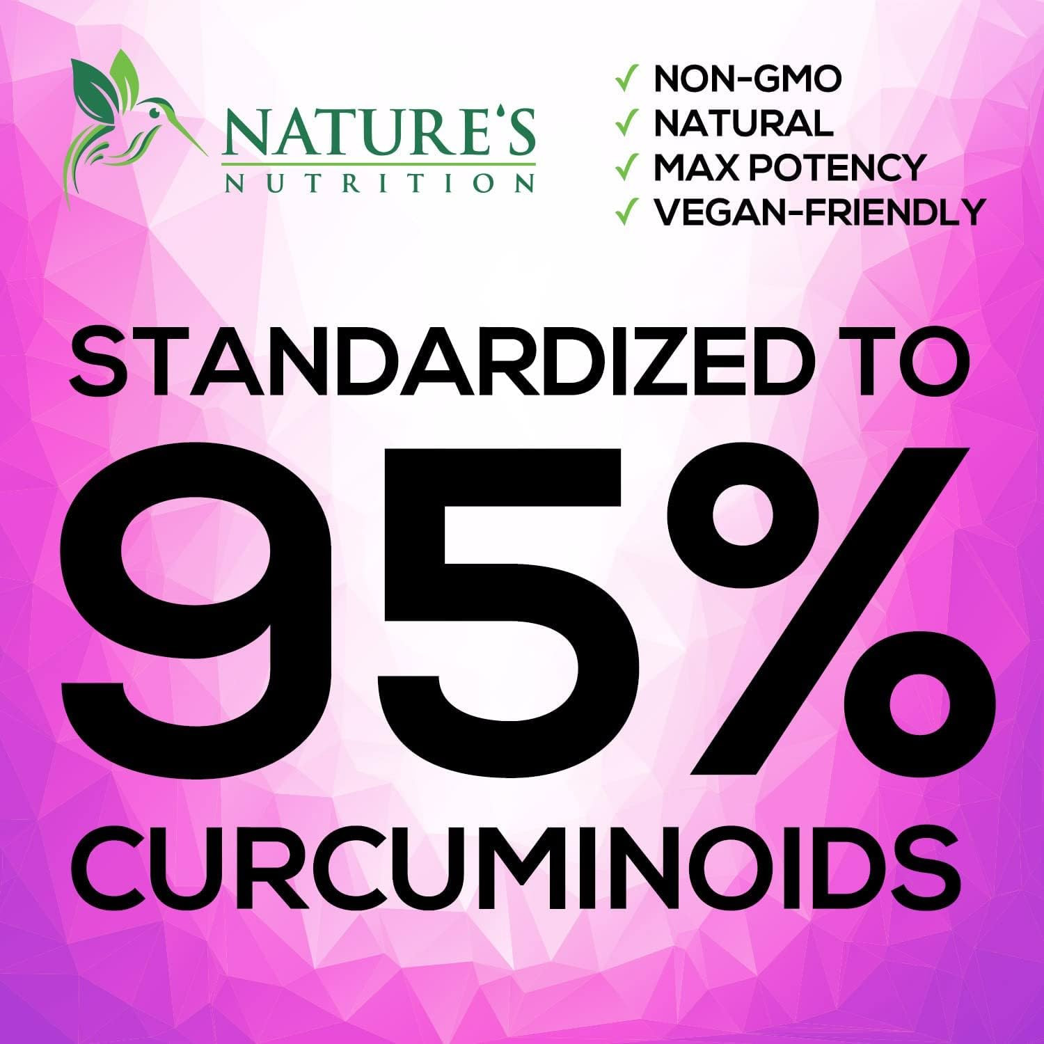 Turmeric Curcumin Supplement 60 Capsules with BioPerine & Ginger 95% Standardized Curcuminoids 2600mg Black Pepper for Max Absorption Joint Support. 
