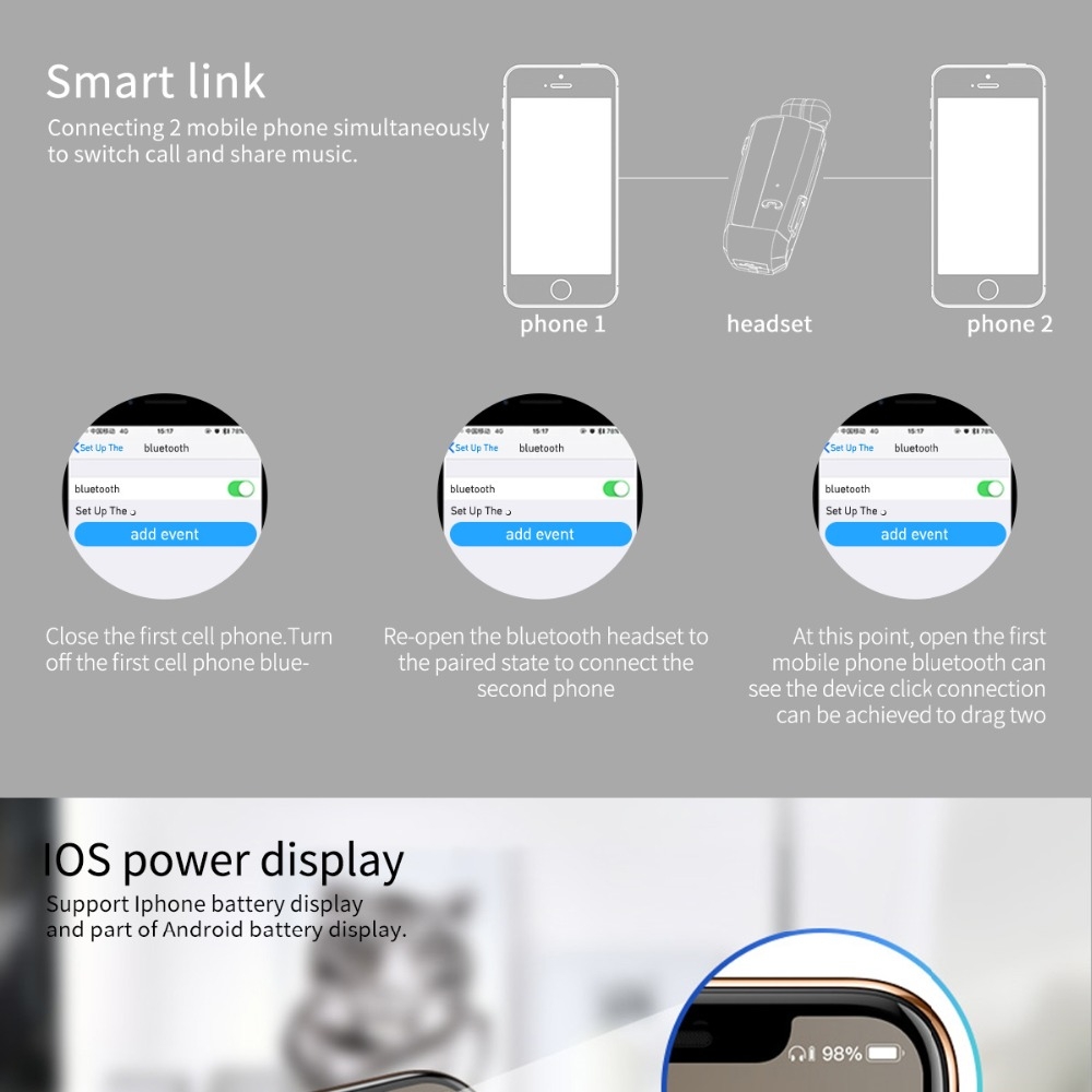 （COD)Fineblue F990 CVC6.0 Noise Reduction Lavalier Bluetooth Earphone, Support Vibration Reminder. 