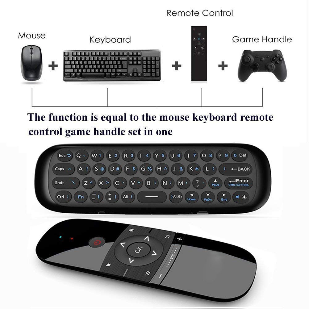 W1 Wireless QWERTY 57-Keys Keyboard 2.4G Air Mouse Remote Controller with LED Indicator for Android TV Box, Mini PC, TV, Projector, HTPC, All-in-one PC / TV. 