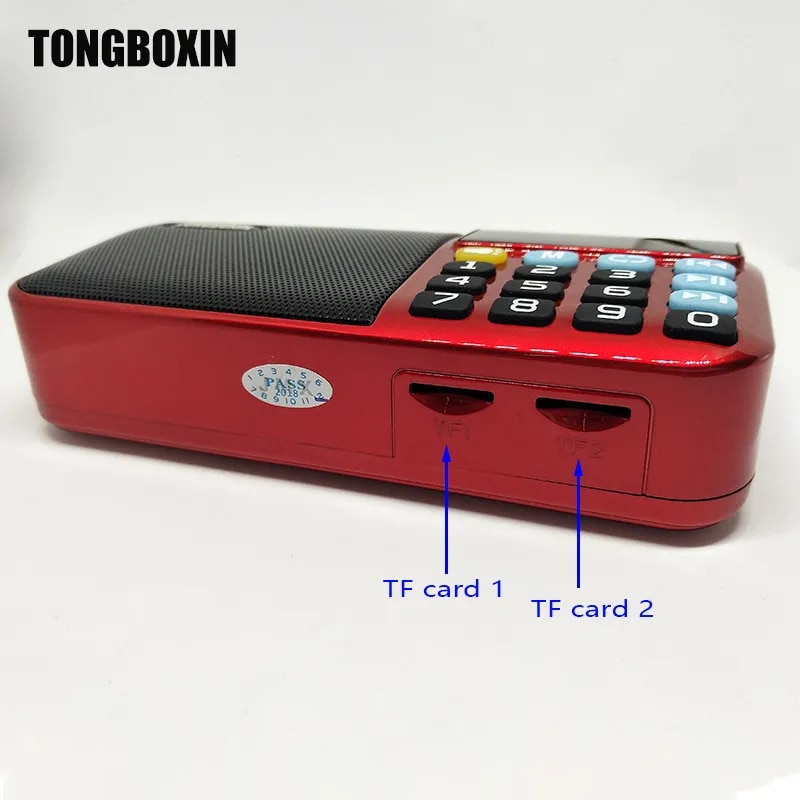 C-803 Support Two 18650 Battery Two TF Card Portable MP3 Radio Speaker Super Bass TF USB FM Player LED Torch 3.5mm Earphone Out. 