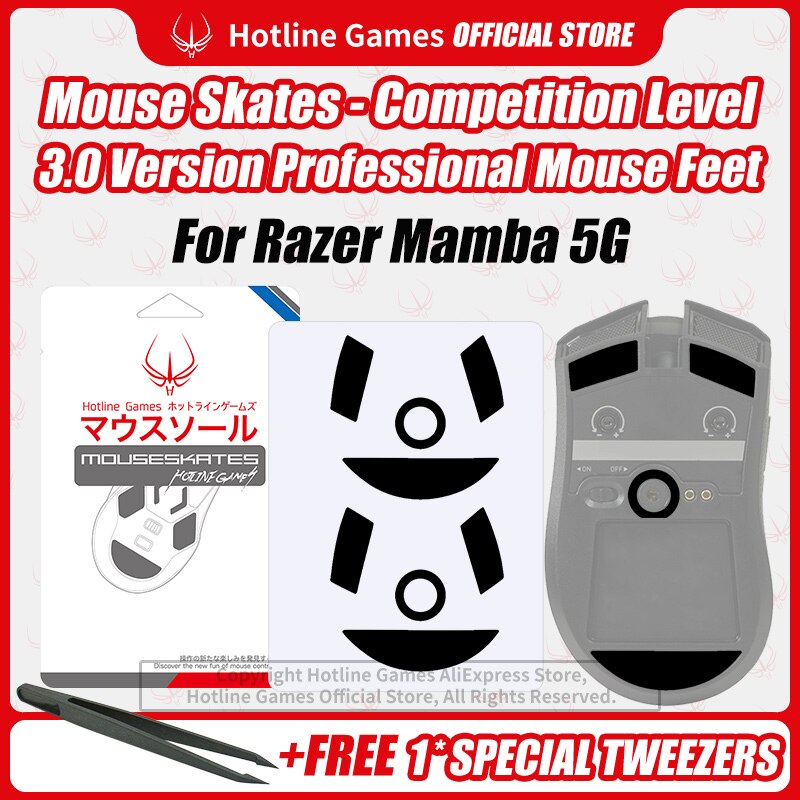 4sets Hotline Games 3.0 Mouse Skates Mouse Feet Replacement for Razer Mamba 5G Gaming Mouse,Smooth,Durable,Glide Feet Pads. 