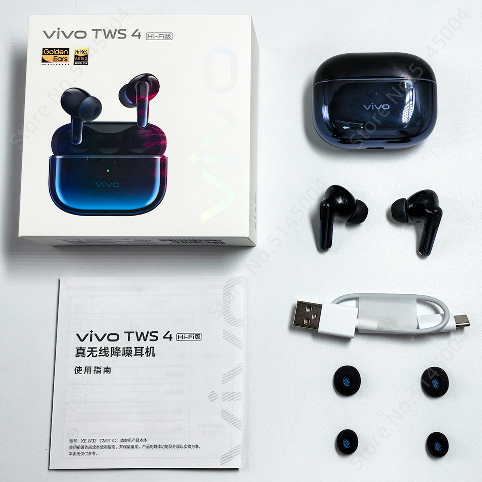 VIVO TWS 4 HiFi True Wireless Earphone 55dB Active Noise Cancelling LDAC TWS Earphone Bluetooth 5.4 aptX Lossless LDAC IP54. 