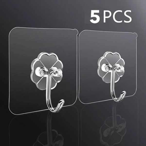5/10 Pieces angta Wall Hooks, Adhesive Hooks, Kitchen Hooks Professional Strong Hook Waterproof and Rustproof Hook. 