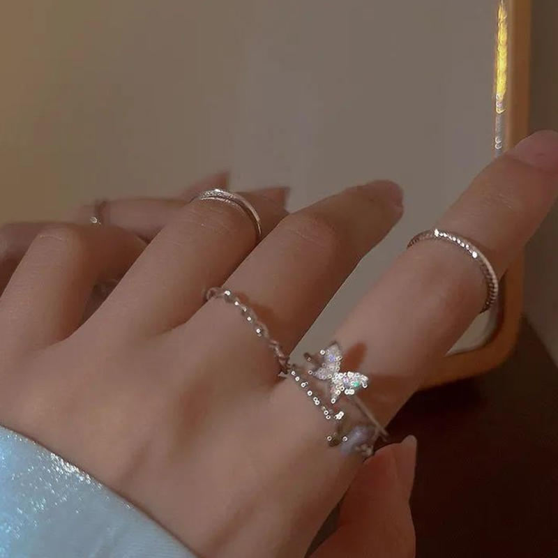 【Toy life hall】Twist Rings Set For Women Girls Adjustable Minimalism Elegant Ring Set Fashion Jewelry Trendy Cologo