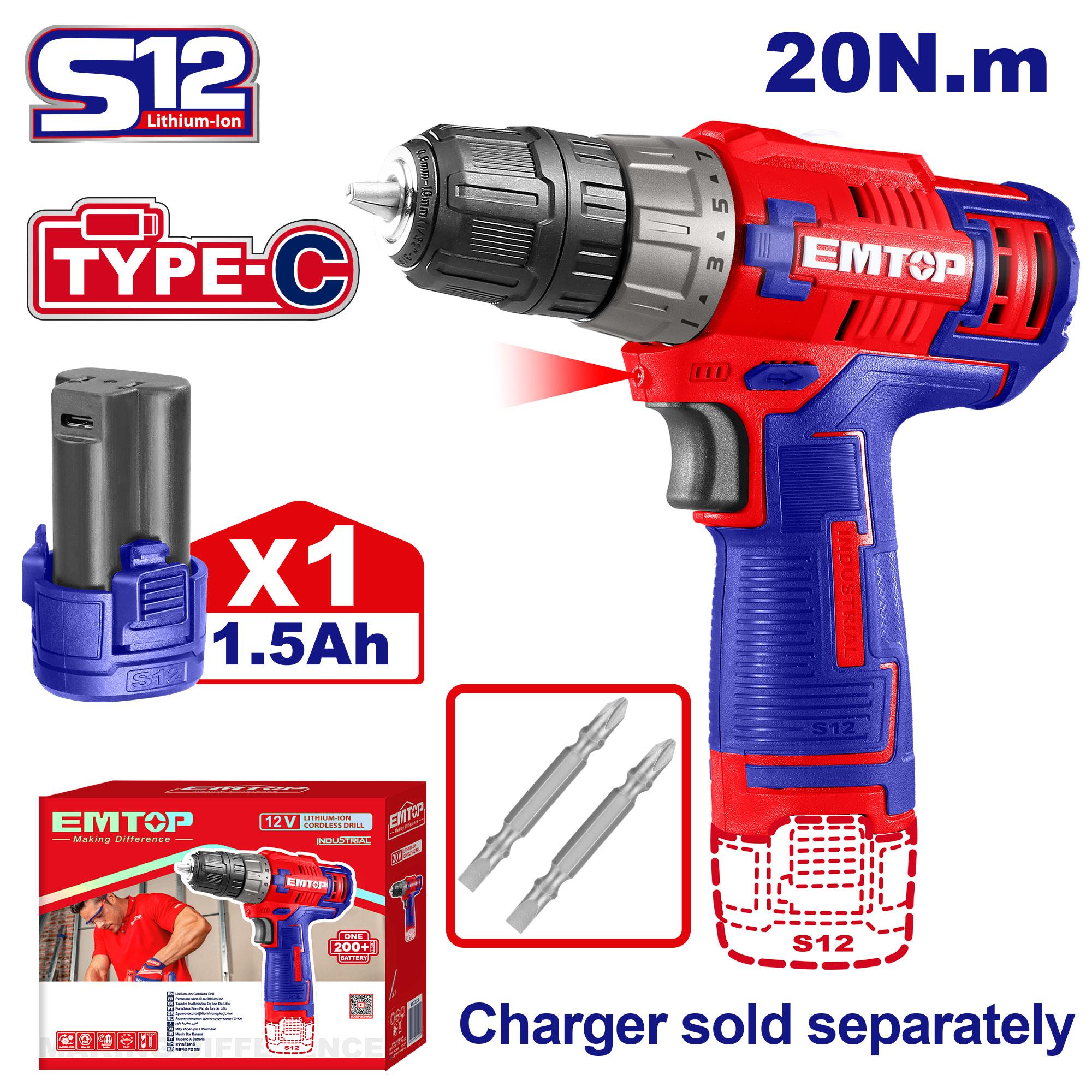 EMTOP Cordless Drill(12V) ECDL12510