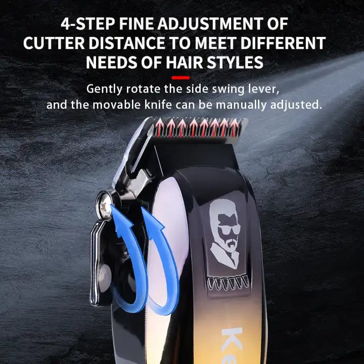 Kemei Pro Electric Hair Clipper Km-709a Adjustable Cutter Head Professional Cordless Rechargeable Hair Cutter