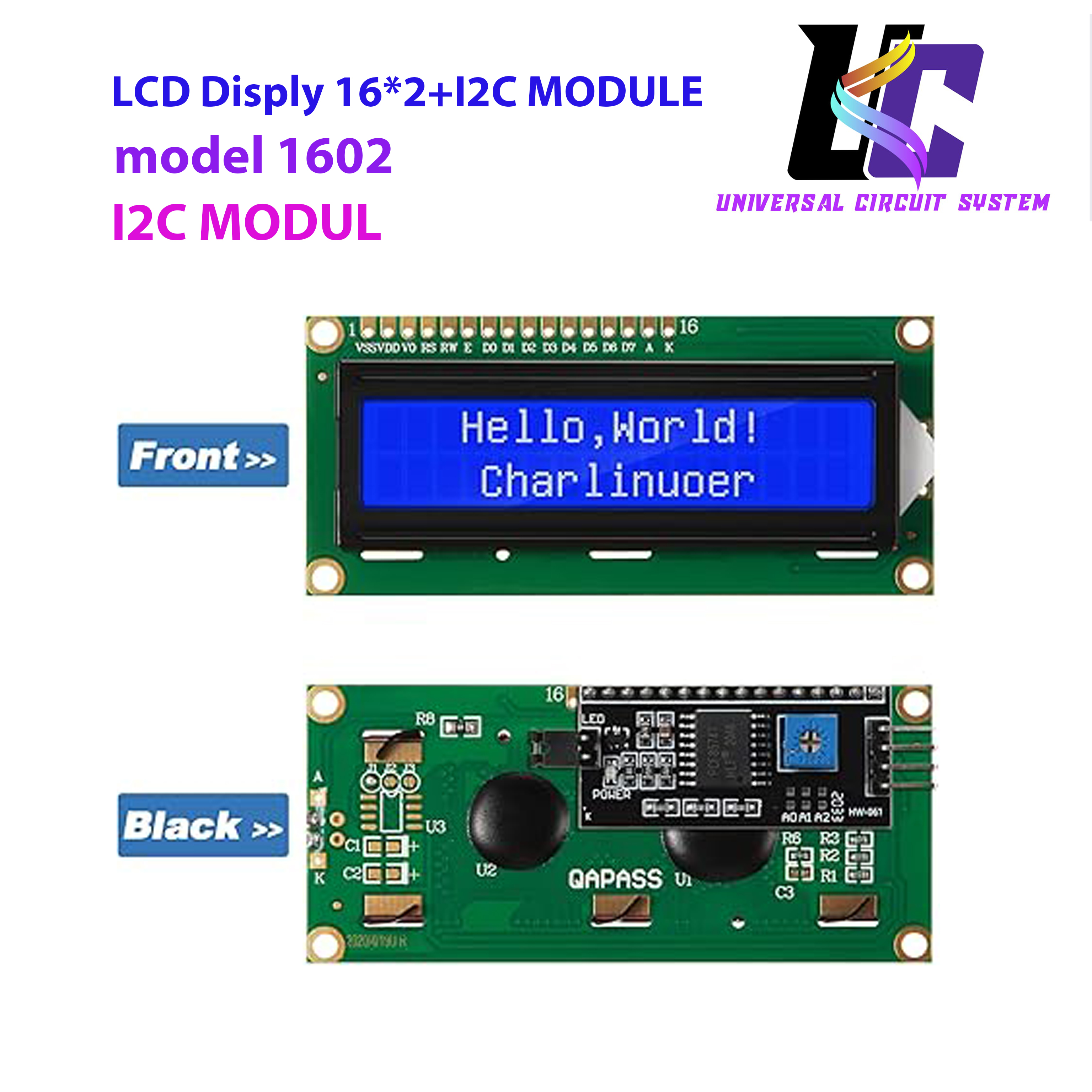 I2C 1602 LCD Display Module 16X2 Character Serial Blue Backlight LCD Module for Raspberry Pi Arduino STM32 DIY Maker Project Nanopi BPI Tinker board Electrical IoT Internet of Things