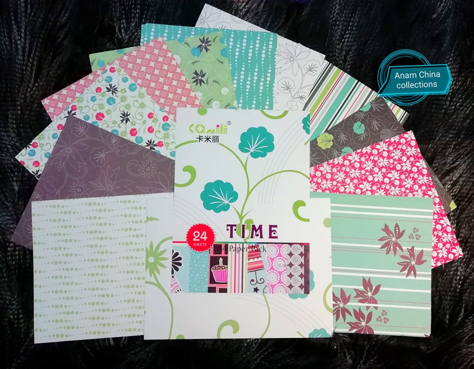 TIME Scrapbooking paper pack A4size (24 Sheets). 