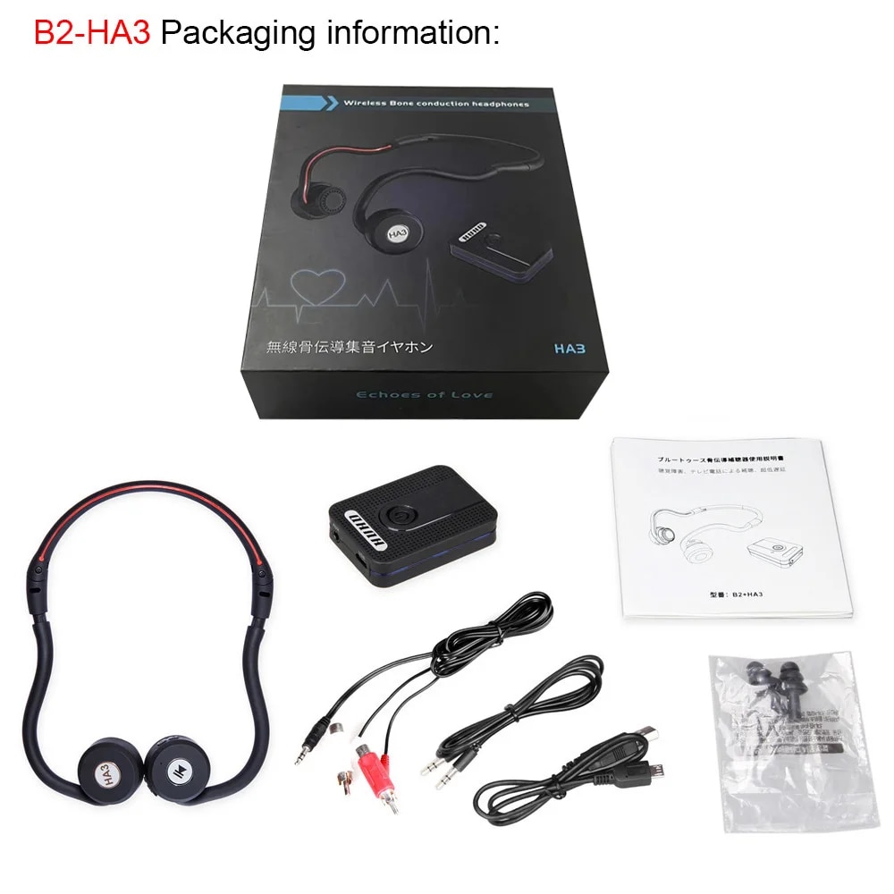 Bone Conduction Bluetooth Wireless headphones hearing aids Portable Sports headset mini Amplifier hearing aid for TV the elderly. 