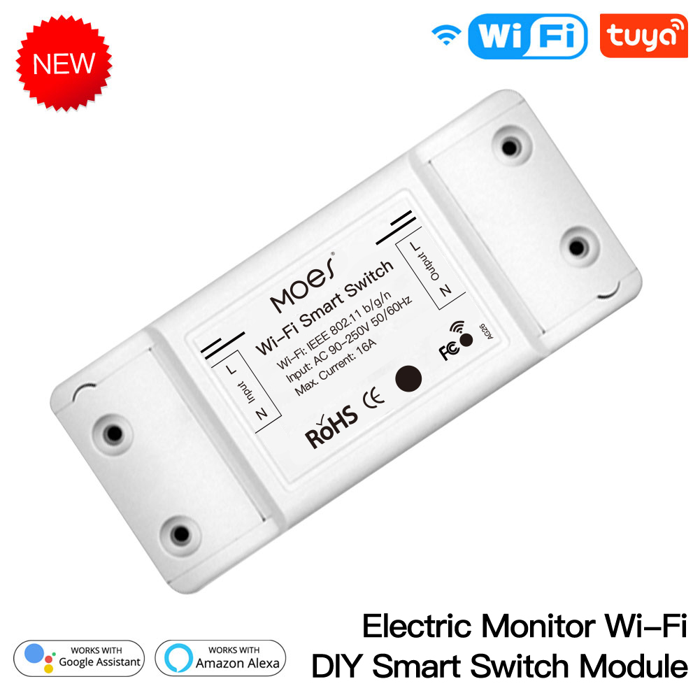 1 pcs Tuya Wifi DIY Smart Switch Relay Module Power Monitor Tuya/Smart Life App Remote Control 16A Work With Alexa Google Home. 