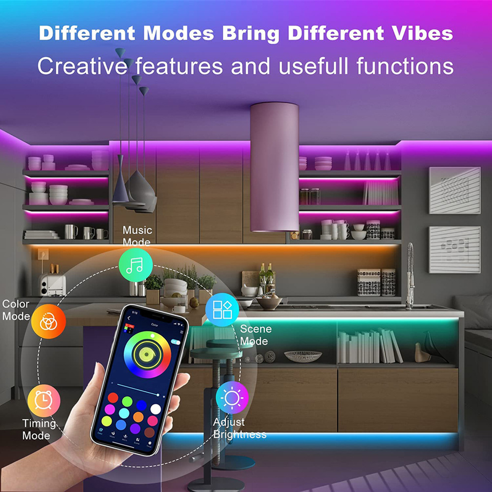 Timer Setting Led Light Strips Color Changing Led Strip Lights with Remote Control for Bedroom Party Decoration Rgb Lights. 