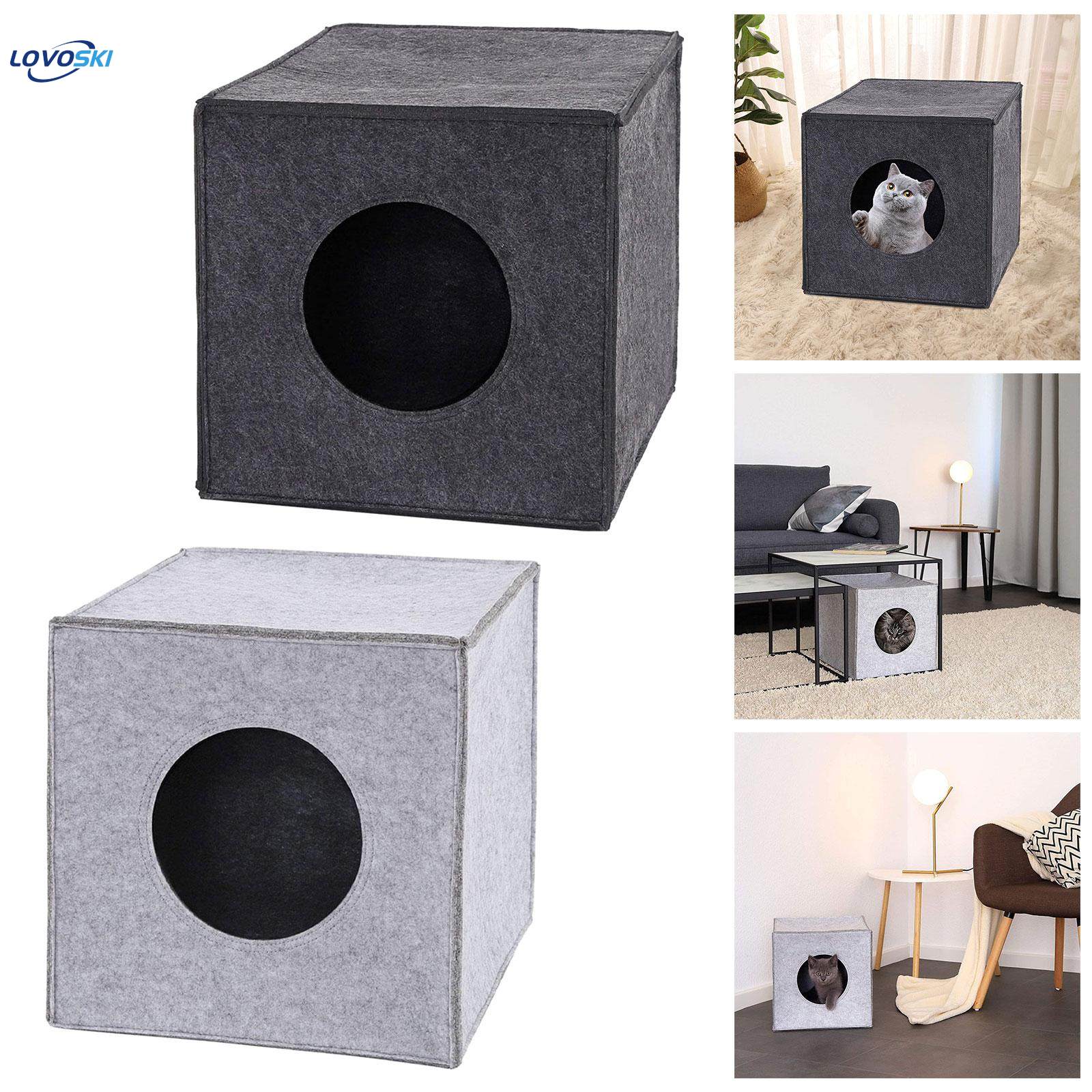 Cave Autumn Winter Soft Kennel Sleeping Cat Hideout for Puppy Cats Dog black. 