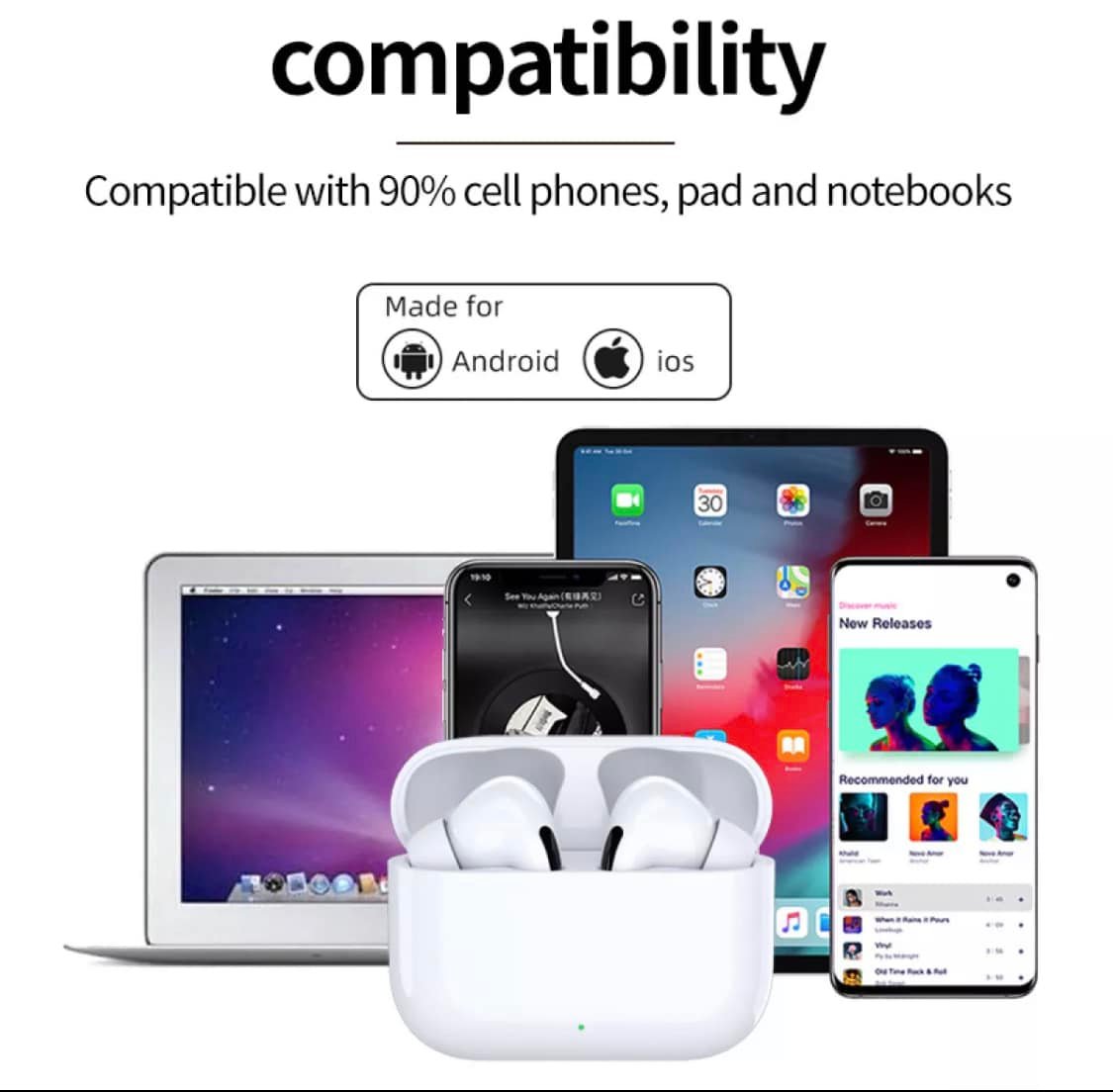 Air.pods Pro ANC 100% l Active Noise CancellationAirpods pro For apple Touch Control sensored White (1:1). 