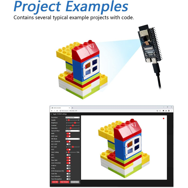 ESP32-S3 WROOM N8R8 Development Board ESP32-S3-WROOM CAM Board Compatible with for IDE, Onboard Camera Wireless. 