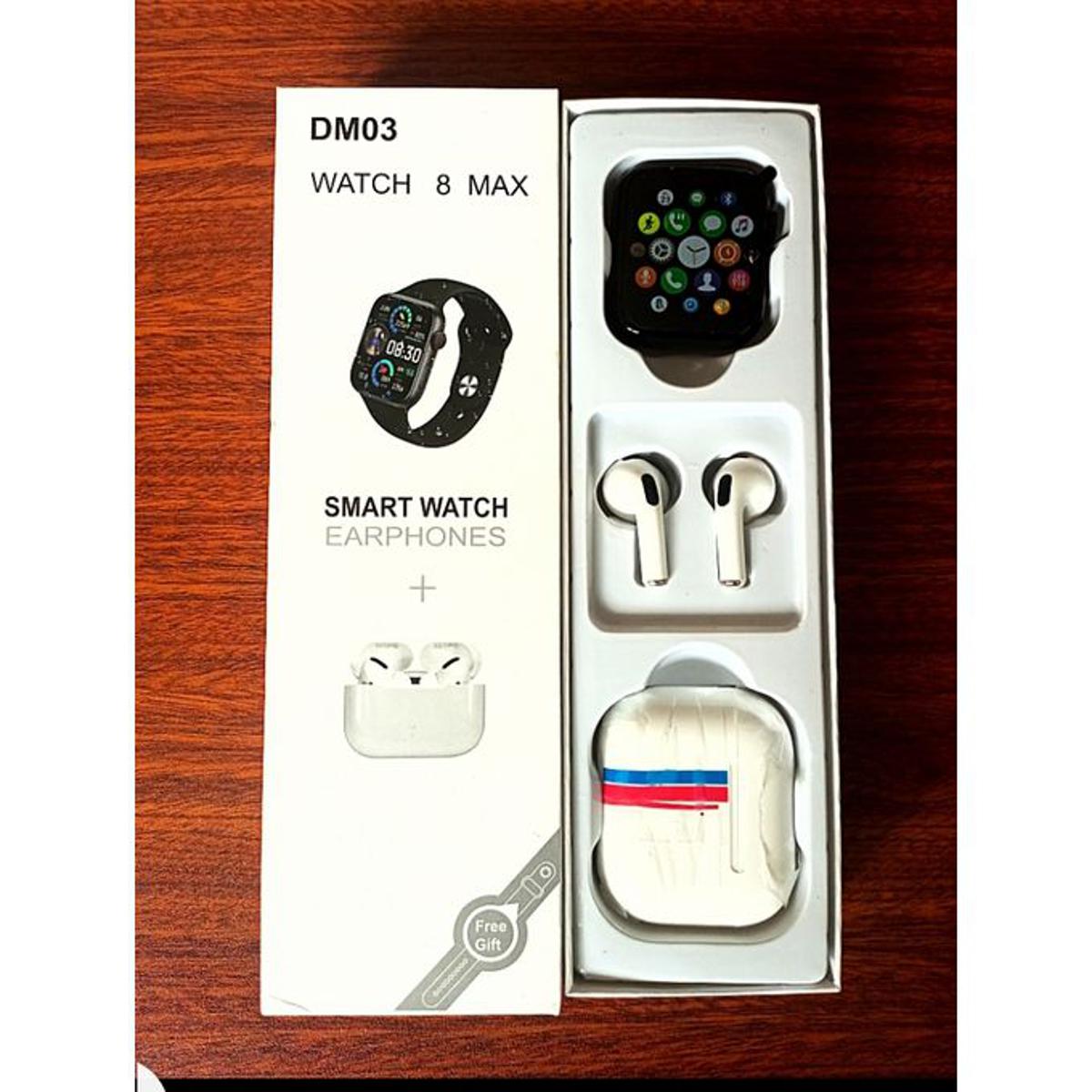 Watch 8 Max DM03 Smart Watch and Free Bluetooth Earpds