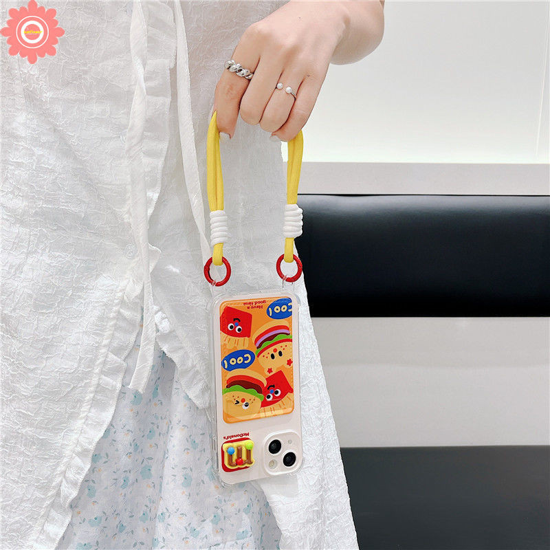 Trendy McDonald's Cool Hamburger French Fries Case Compatible for IPhone 13 15 16 11 12 14 Pro Max 7 16 8 11 6s Plus 7Plus XR XS X Max SE 2022 Lanyard Wallet Slot Card Holder Case. 