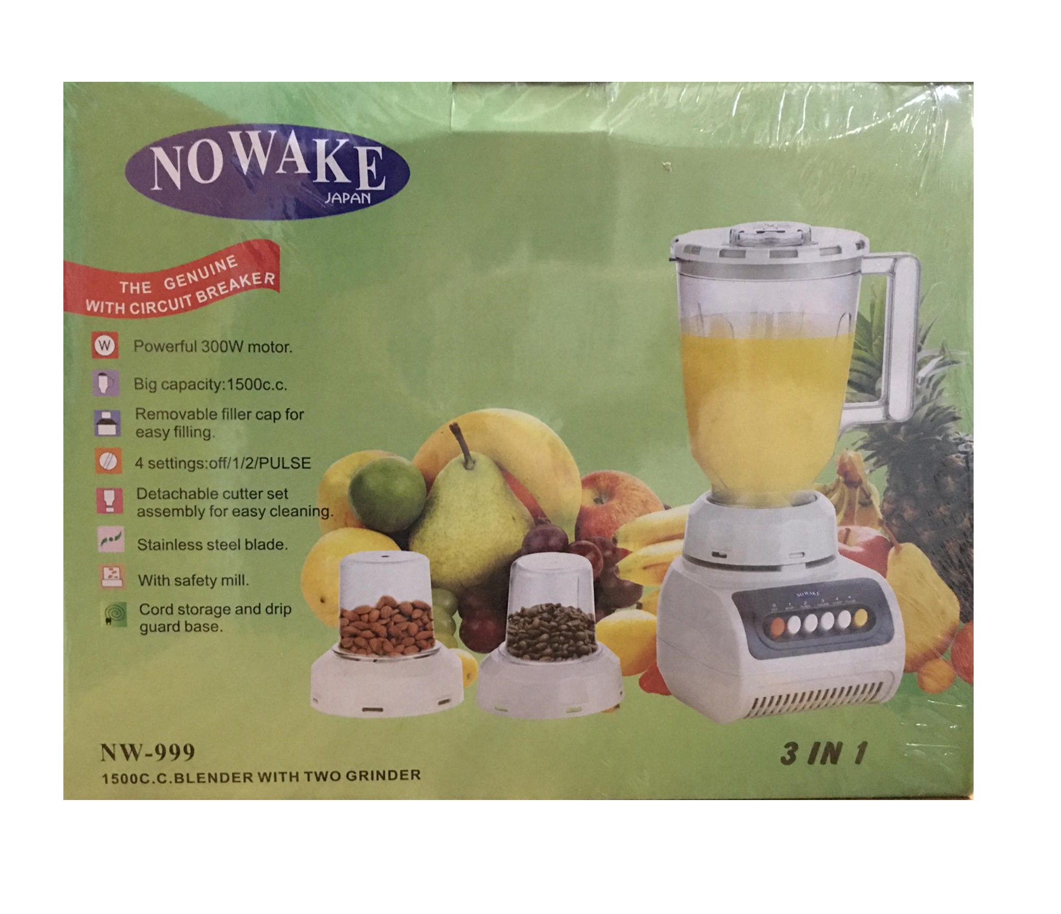 Nowake Blender 3 IN 1 - 300 watts (NW-999 B). 