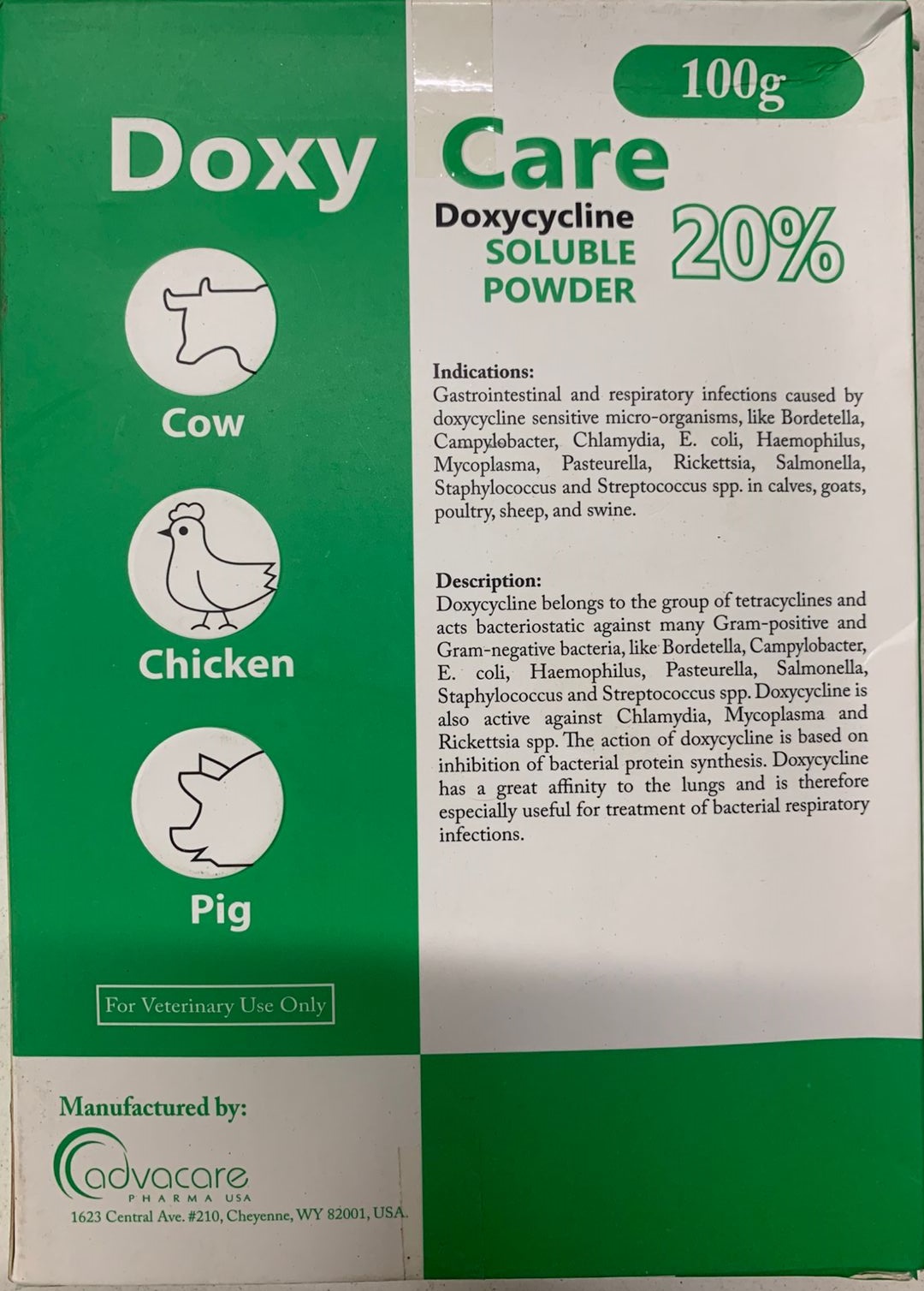 Imported original Doxycycline 20% for all chicken cow bird goats calves poultry sheep swine 100GM Pack