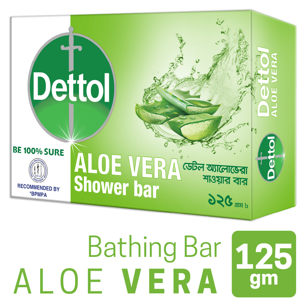 Dettol Soap Aloe Vera 125gm Bathing Bar, Soap with Aloe Vera Extract