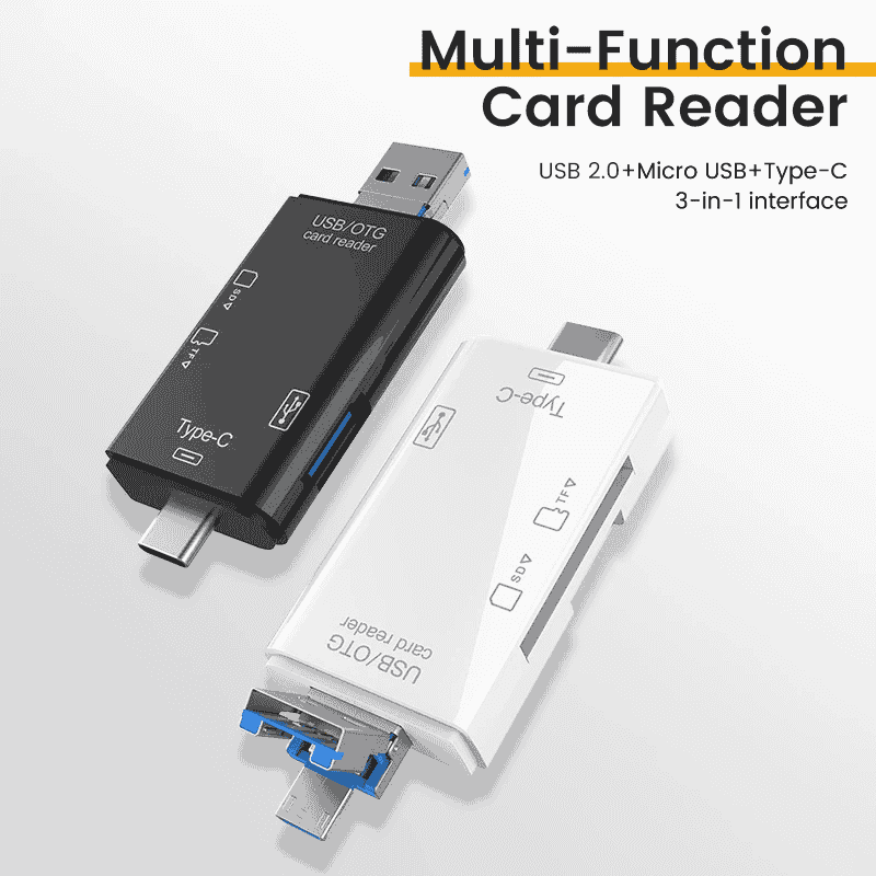 OTG Type C SD TF Card Reader 6 in 1 USB 2.0 Micro USB Flash Drive Adapter High-Speed Transfer Multifunctional Card Reader. 