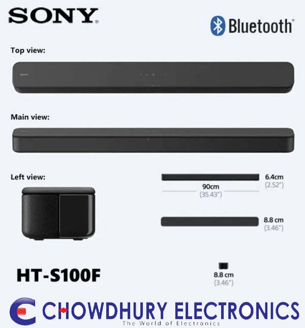 Sony HT-S100F 2.0ch Single Sound bar with Bluetooth technology