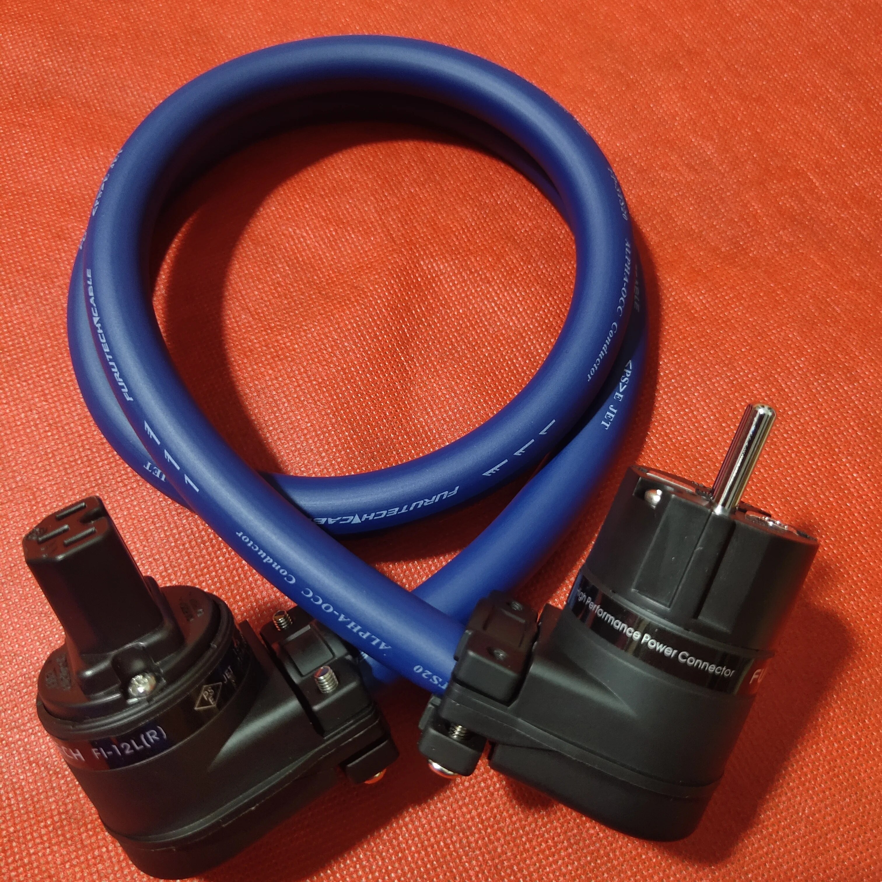 FURUTECH 3ts20 Alpha-OCC Conductor Flagship Fever Power Cord Cable with Original Rhodium Plated 7-Type 90° Elbow EU/US Plug. 