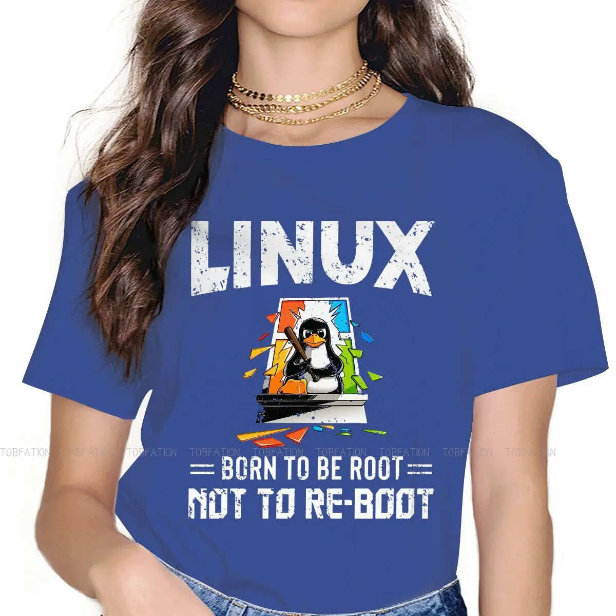 Linux Born To Be Root Not To Reboot O Collar TShirt Linux GNU Minix Unix Fabric Basic T Shirt Girl Tops Fashion Big Sale