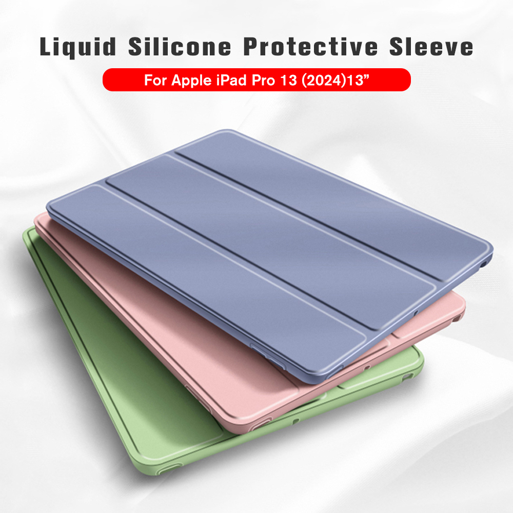 For Apple iPad Pro 13 (2024)13 inches Honeycomb Tri-Fold Leather Case Without Pen Groove for Apple iPad Pro13 (2024) Partially Foldable Drop-proof Soft Color Tablet Case