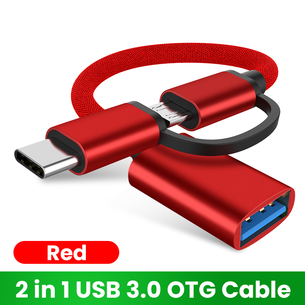 CASIFY OTG08 2 in 1 Otg Micro + Type C Otg Type C Otg USB 3.0 USB C Adapter 2 in 1 Type C + Micro Otg USB 3.0 Adapter Type-C Adapter OTG Cable. 