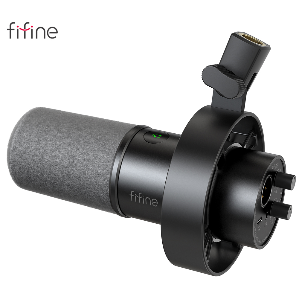 Şok montajlı FIFINE USB/XLR dinamik mikrofon, dokunmatik sessiz, kulaklık jakı ve ses kontrolü, PC veya ses kartı kaydı için-K688