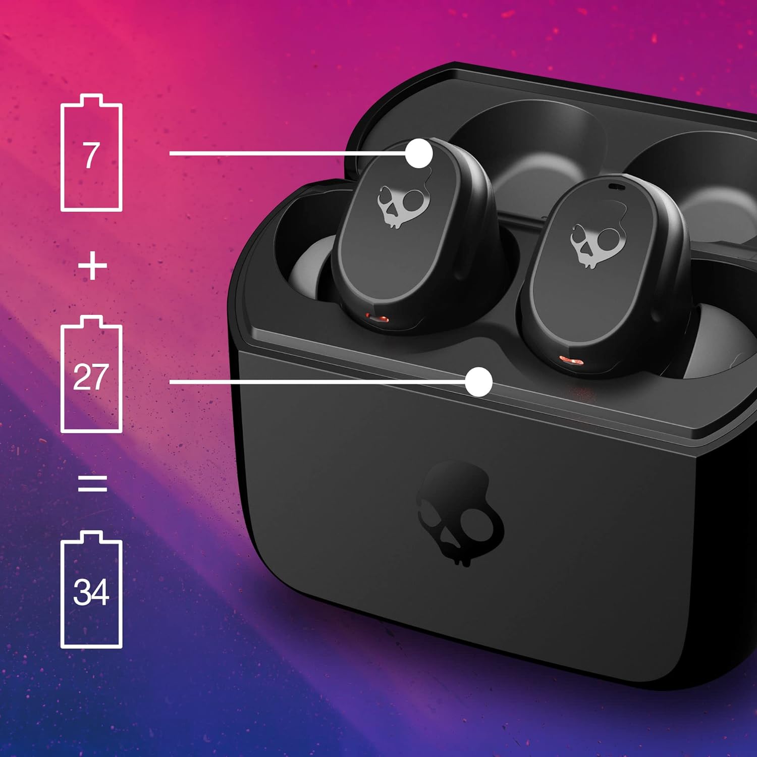 Skullcandy Mod in-Ear Wireless Earbuds, 34 Hr Battery, Microphone, Works with iPhone Android and Bluetooth Devices - Black. 