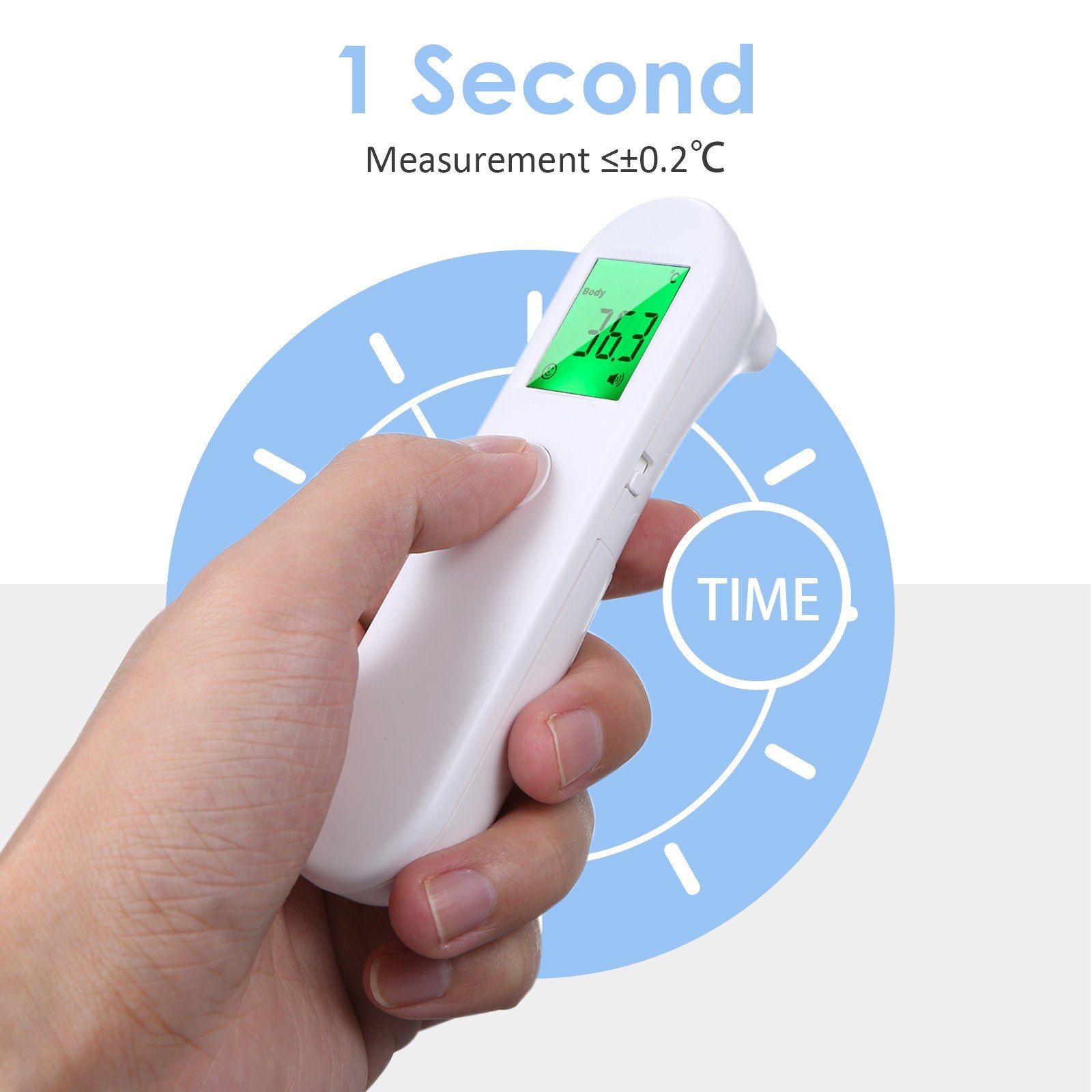 UX-A-02 Non Contact IR Infrared Thermometer + Fast Rapid Reading Finger Pulse Oximeter - white + blue. 