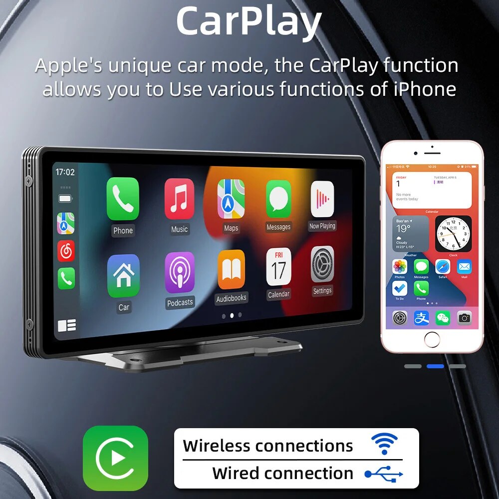 BOENAKI 10.26 Inch Car Wireless MP5 Player Touch Screen Stereo Radio Carplay Android Auto MirrorLink Multimedia Video Monitor. 