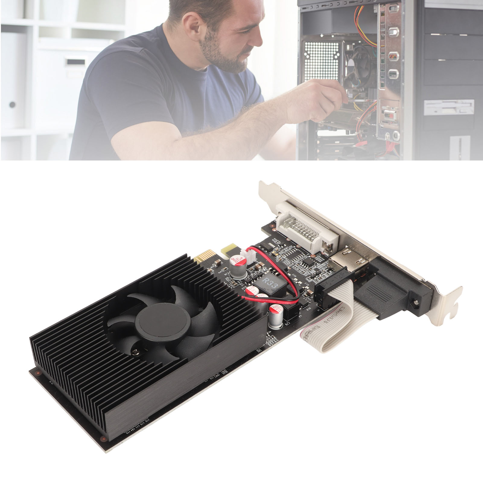 Graphics Card, 128bit GTX 730 2GB DDR3 Gaming Graphics Card with Cooling Fan for Computer. 