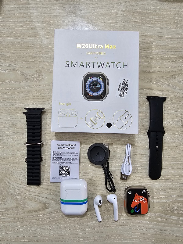W26 Ultra Max Smart Watch With Earpods Watch 8. 