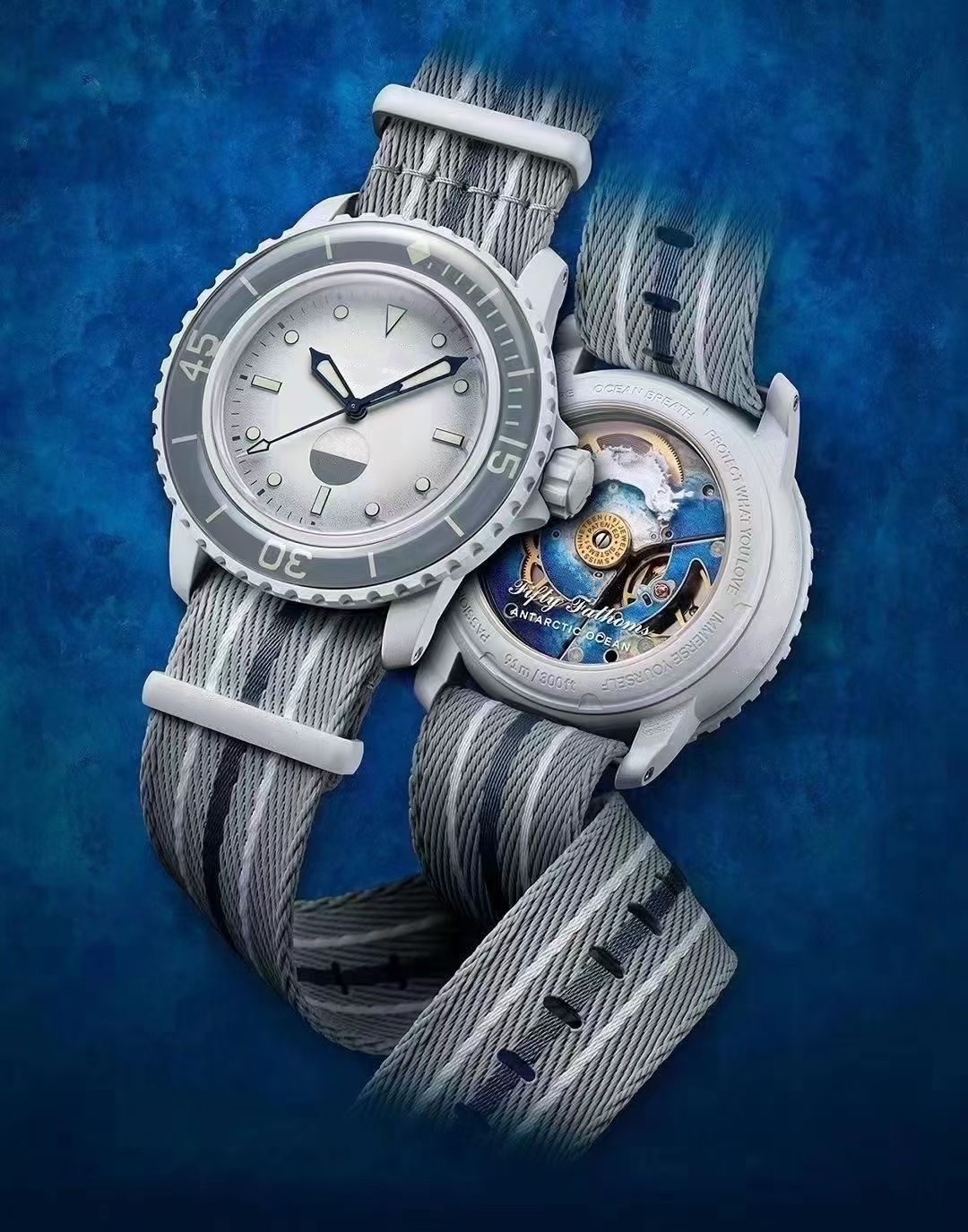 New cross-border BP Bobswatch joint X Swatch nylon with through bottom plastic imitation mechanical watch. 