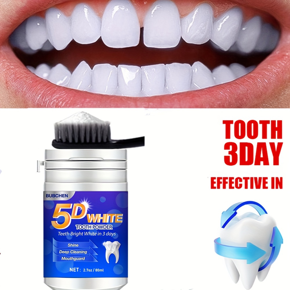 5D White Tooth Powder - Deep Cleaning Formula for Fresh Breath and Oral Hygiene - Gentle, Effective, and Ideal Gift for Women and Men. 