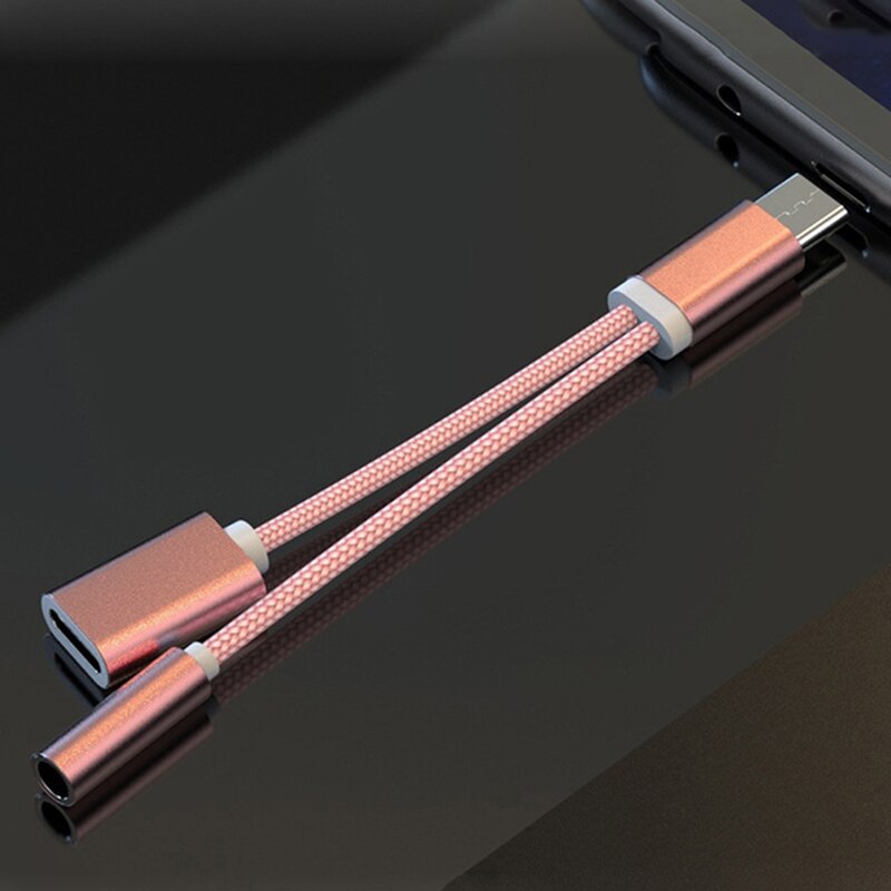 2 In 1 Type C To 3.5mm Headphone Jack Adapter USB C Aux Audio Data Cable Charging Cable For Samsung Xiaomi 11t Pro. 