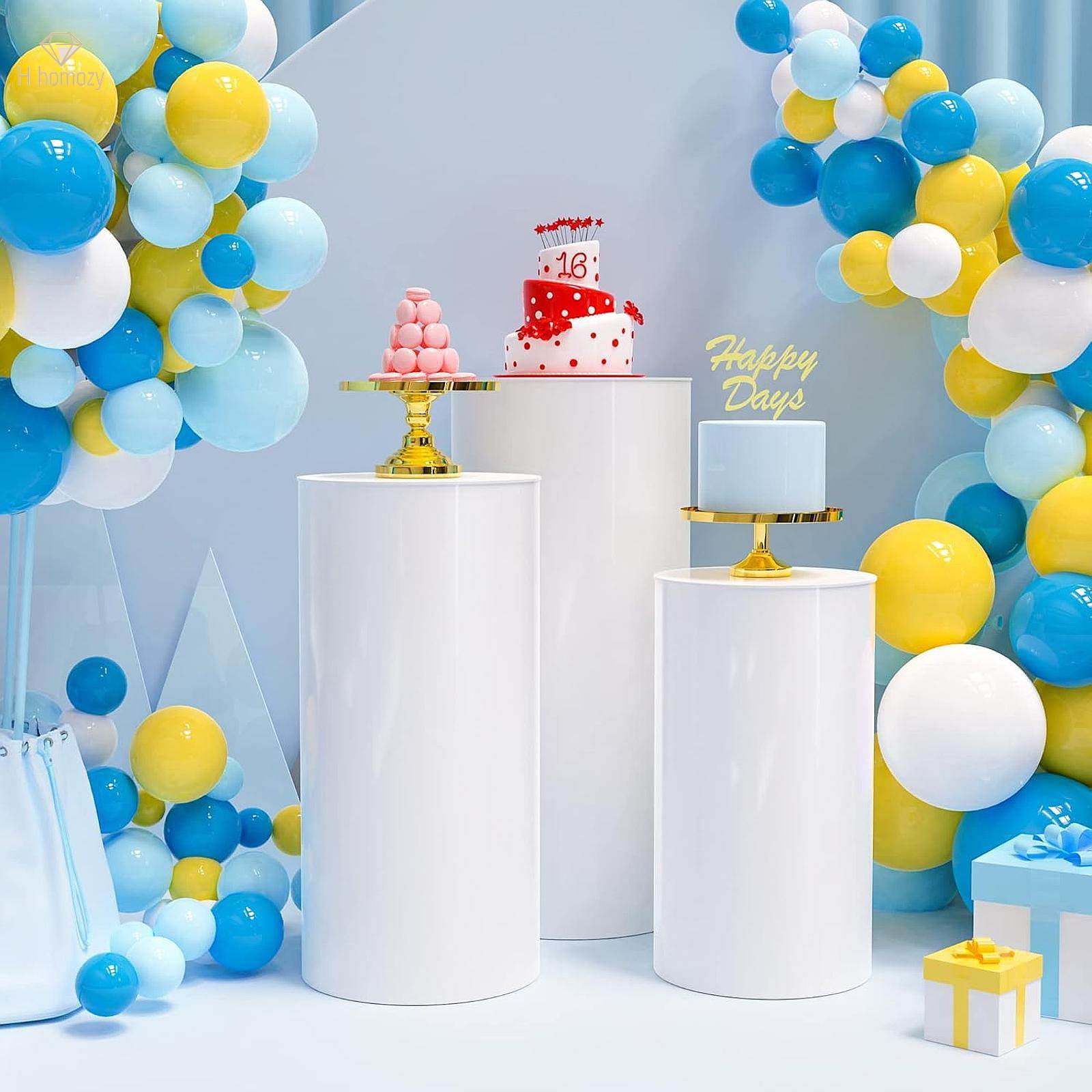 3 Pieces Display Pedestals Cake Stand Table Cylinder Plinth Pillars for Valentine's Day Engagement. 