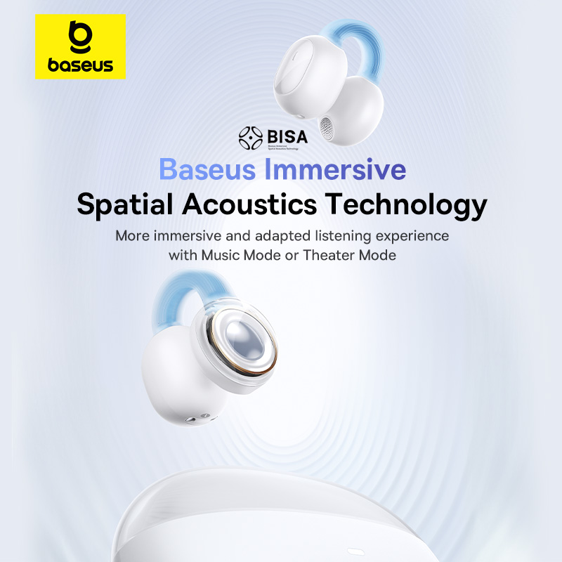 Baseus AirGo 1 Ring Clip On Open-Ear Bluetooth Wireless Earbuds With High Precision Directional Immersive Spatial Audio Ultra-Lightweight Earphone. 