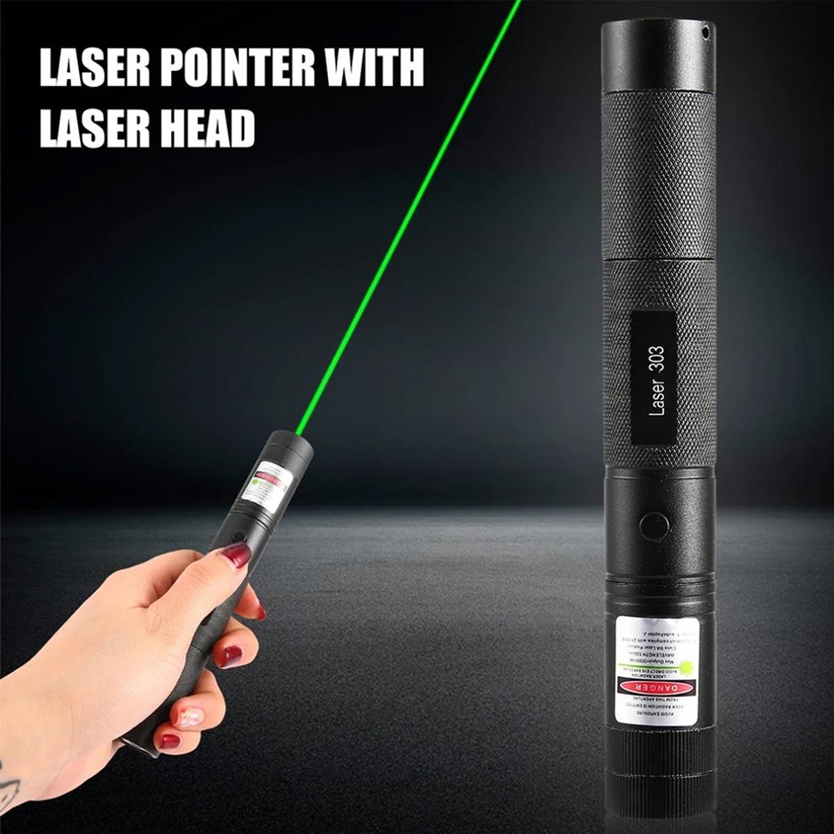 Laser Pointer Light 303 - Green - 18650 Powerful Rechargeable Battery - 10 Km Adjustable Focus - Professional