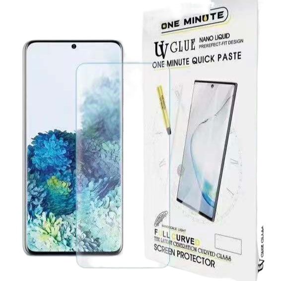 For Samsung Galaxy S25 Ultra One Minute UV Tempered Glass Screen Protector Full Adhesive UV Glue Curved Case Friendly Premium Protector with easy installation. 