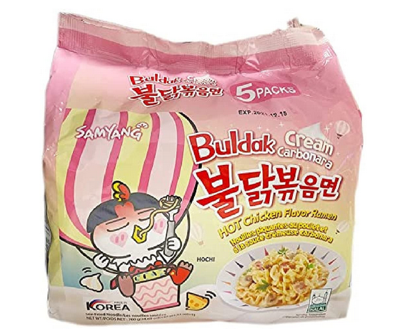 Buldak Cream Carbonara Hot Chicken Flavor Pack Of 5, 700gm