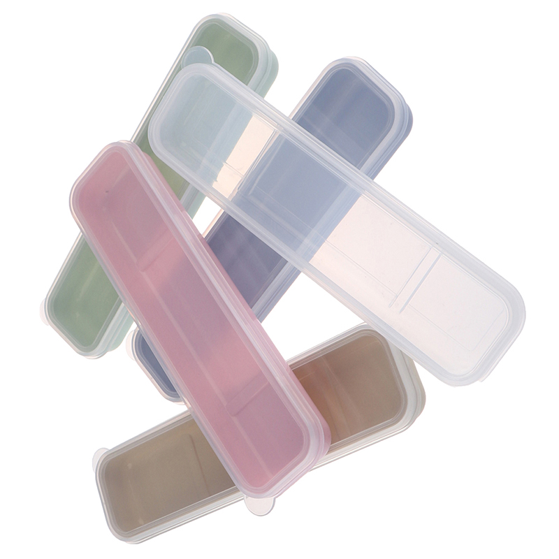 Reusable Practical Transparent Cover Wheat Straw Cutlery School Tableware Box. 