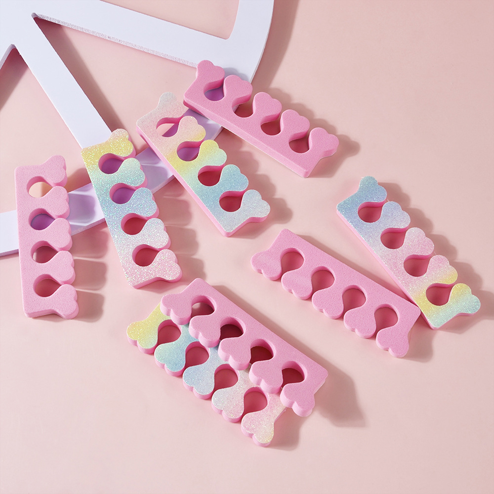 100pcs Gradient Color Toe Separators Easy to Use Beautiful Design Multifunctional Toe Splitters for Southeast Asian Buyers. 
