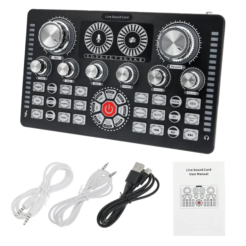 Q7 Latest Professional Portable Bluetooth Sound Card For Karaoke Podcast Home Studio Record Broadcast Microphone Mixer. 