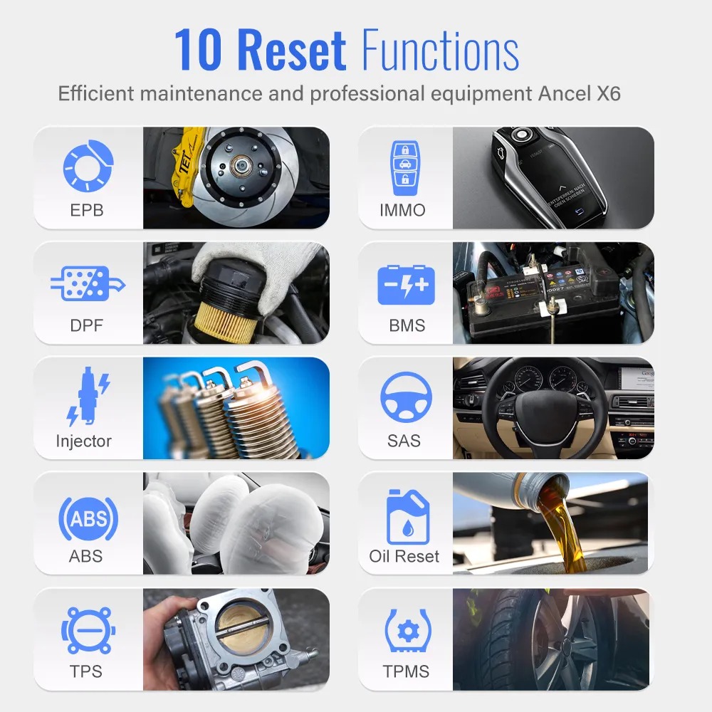2024 Newest Ancel X6 OBD2 Scanner Full System Scan with ABS Oil EPB DPF BMS Reset Auto Automotive Diagnostic Scan Tool ODB 2 Check Diesel Engine For All Universal Cars. 