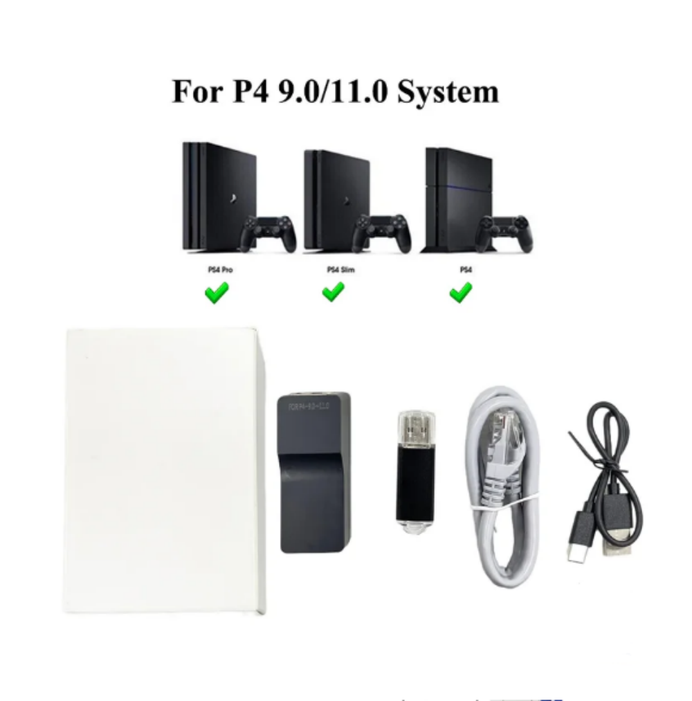 original Game Accessories One-Key JB Tool Mod Kit For PS4 FW 9.0 11.0 System USB Dongle USB Adapter With Ethernet Type-C Cable. 