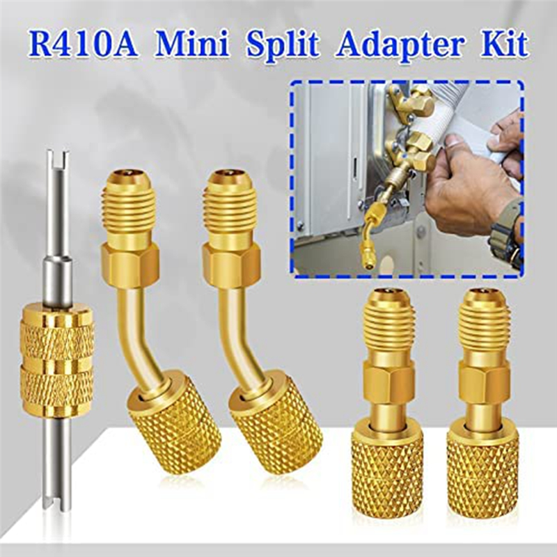 R410A Mini Split Adapter Kit R410A Adapter Kit Hvac Vacuum Pump for Mini Split System Air Conditioner HVAC. 